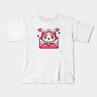 Kitty Love Letter - Kawaii Cat in Envelope Kids T-Shirt